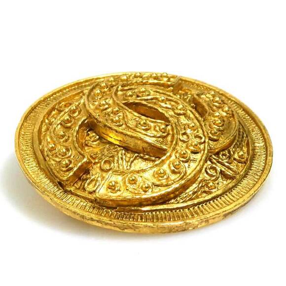 CHANEL Gold Logo Brooch
